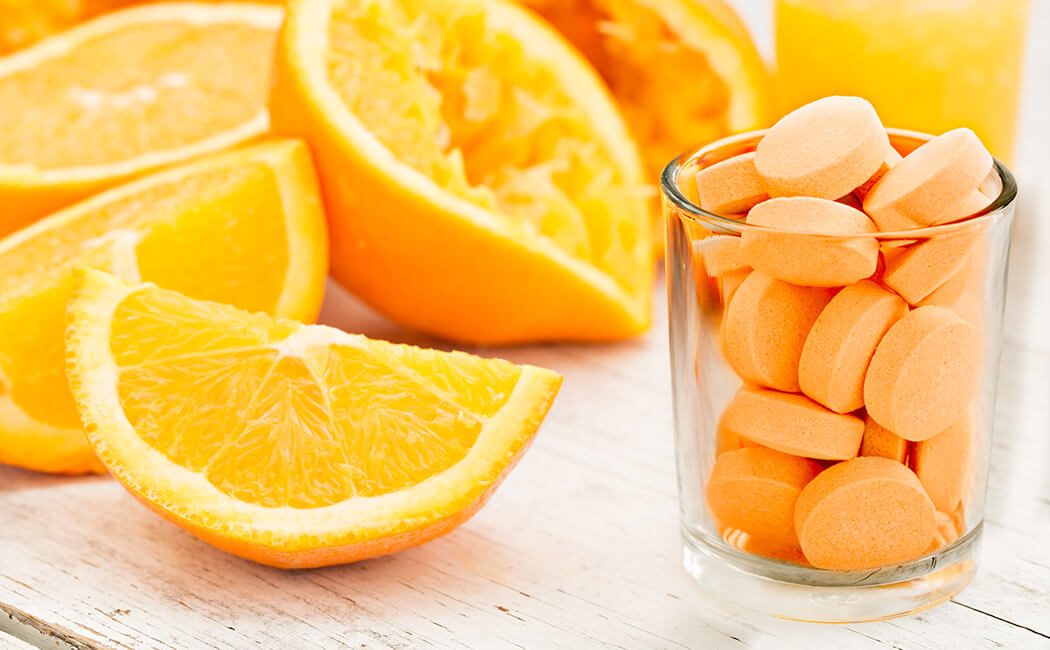 vitamin c orange and tablets